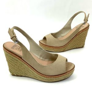 DV Open Toe Wedge Heels Espadrilles Sandals Beige